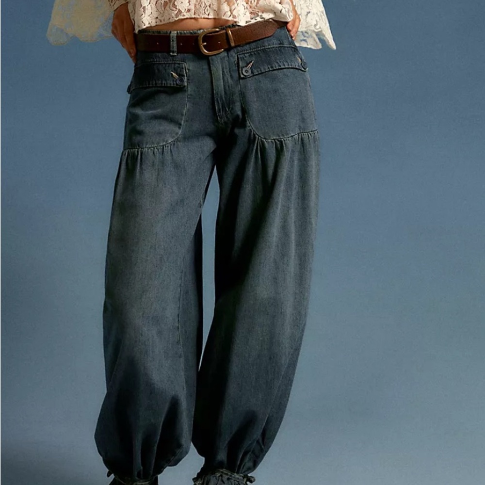 Elegant Wide Leg Jeans in Deep Blue